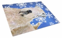 Wheaten Terrier Soft Coated Winter Snowflakes Holiday Glass Cutting Board Large