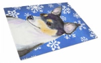 Chihuahua Winter Snowflakes Holiday Glass Cutting Board Large
