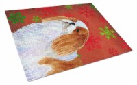 English Toy Spaniel Red and Green Snowflakes Holiday Christmas Glass Cutting Boa