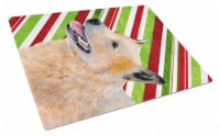 Australian Cattle Dog Candy Cane Holiday Christmas Glass Cutting Board Large