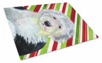 Old English Sheepdog Candy Cane Holiday Christmas Glass Cutting Board Large