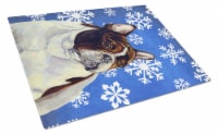 French Bulldog Winter Snowflakes Holiday Glass Cutting Board Large