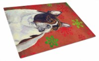 French Bulldog Red and Green Snowflakes Holiday Christmas Glass Cutting Board La