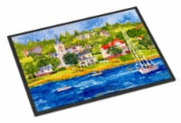 Carolines Treasures  6031MAT Harbour Scene with Sailboat Indoor or Outdoor Mat 1