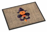 Halloween Pumpkin Bat Fleur de lis Indoor or Outdoor Mat 18x27
