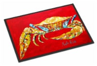 Carolines Treasures  MW1116MAT Crab Blue on Red, Sr Indoor or Outdoor Mat 18x27