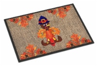 Carolines Treasures 8743JMAT Thanksgiving Turkey Pilgram Fleur de lis Doormat 2