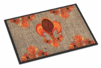 Carolines Treasures 8744JMAT Thanksgiving Turkey Fleur de lis Doormat 24x36