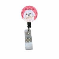 Carolines Treasures  Maltese Retractable Badge Reel Or Id Holder With Clip