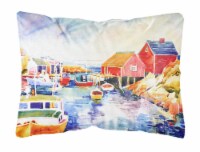 Boats at Harbour with a view Canvas Fabric Decorative Pillow