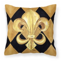 Black and Gold Fleur de lis New Orleans Fabric Decorative Pillow