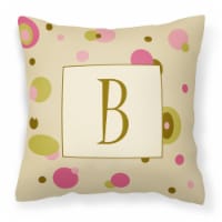 Letter B Initial Monogram - Tan Dots Fabric Decorative Pillow