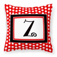 Letter Z Initial  - Red Black Polka Dots Fabric Decorative Pillow