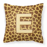 Letter E Initial Monogram - Giraffe Fabric Decorative Pillow