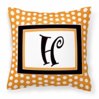 Letter H Initial Monogram - Orange Polkadots Fabric Decorative Pillow