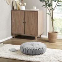 Gracie Mills Poly Chenille Round Floor Pillow Cushion Grey Dia 22 x6