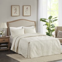 Gracie Mills 3 Piece Split Corner Pleated Quilted Bedspread Cream Queen