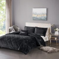 Gracie Mills Velvet Duvet Cover Set Black Full/Queen