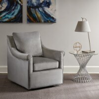 Gracie Mills Upholstered Swivel Accent Chair Grey