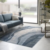 Gracie Mills Abstract Wave Area Rug Blue 8x10'