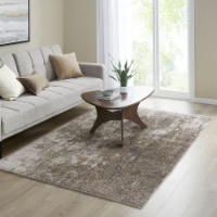 Gracie Mills Cozy Shag Abstract Area Rug Grey/Cream 8x10'
