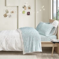 Gracie Mills Cotton Flannel Printed Sheet Set Aqua Llama Face Twin