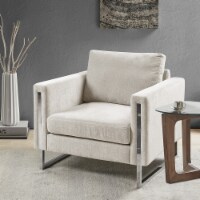 Gracie Mills Upholstered Metal Base Accent Lounge Chair Ivory