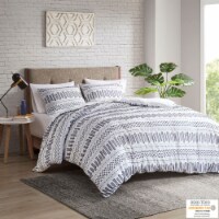 Gracie Mills Cotton Jacquard Comforter Mini Set Off-White/Navy Full/Queen