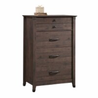Pemberly Row Contemporary 4-Drawer Engineered Wood Chest in Coffee Oak