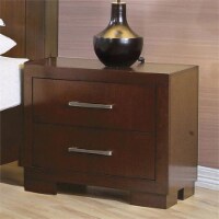 Bowery Hill 2 Drawer Nightstand in Cappuccino and Silver