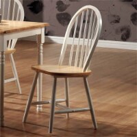 Bowery Hill Farmhouse Wood Dining Side Chair in Natural Brown-White (set of 4)