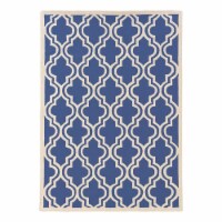 Bowery Hill 96 x 120 Transitional Wool Hand Hooked Wool Rug in Navy/Blue