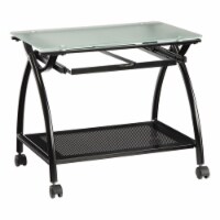 Scranton & Co Modern Glass/Steel Computer Cart in Black/Clear