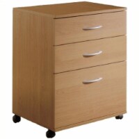 Bowery Hill 3 Drawer Lateral Mobile Filing Cabinet in Natural Maple