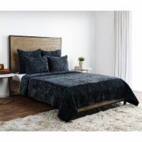 Dimitry Rayon Velvet Queen Quilt By Kosas Home ocean blue