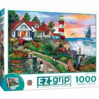 Masterpieces Ez Grip Lighthouse Keepers 1000 Piece Jigsaw Puzzle 34X23.5 Eco-Friendly Perspective: Main