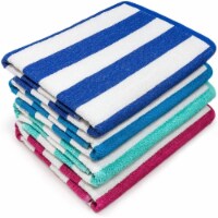 4-Pack: 30 x 60 Ultra-Soft 100% Cotton Striped Pool Cabana Hotel Beach Towels
