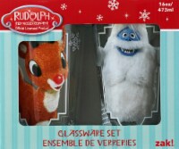 Zak! Designs Rudolph the Red Noise Reindeer Glass Tumbler Glassware Set Perspective: Main