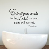 VWAQ Entrust Your Works to the Lord Proverbs 16:3 Bible Wall Quotes Decal