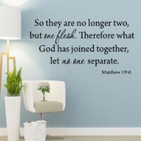 VWAQ So They are No Longer Two But One Flesh Matthew 19:6 Vinyl Wall art Decal