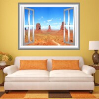 VWAQ Southwest Mountain View Window Frame Peel N Stick Vinyl Wall Decal - GJ99