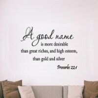 A Good Name is more Desirable than Great Riches Bible Wall Quotes