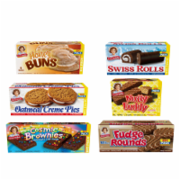Oatmeal Crème Pies, Honey Buns, Swiss Roll, Fudge Rounds, Cosmic Brownie and Nutty Bars