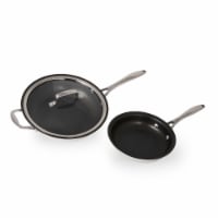 Wolfgang Puck 3-Piece Stainless Steel Skillet Set, Scratch-Resistant Non-Stick Coating, Incl