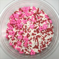 Valentine Sprinkle Mix Lovestruck Pink Hearts Red White Sprinkles 8 ounces