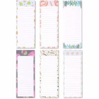 Floral Magnetic Notepads for Refrigerator, 60 Sheets Each (3.5 x 9 In, 6 Pack)