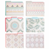 Decorative File Folders, 1/3 Cut Tab, Letter Size, Boho Tribal, 6 Colors (12 Pack)
