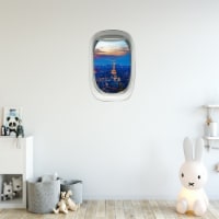 Airplane Window Paris Eiffel Tower View Peel and Stick Vinyl Wall Decal - PW11