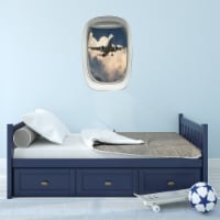 Airplane Window Peel and Stick Jumbo Plane Vinyl Wall Decal - A01