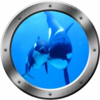 VWAQ Peel and Stick Killer Whales Ocean View Window Porthole Wall Decal - PO20